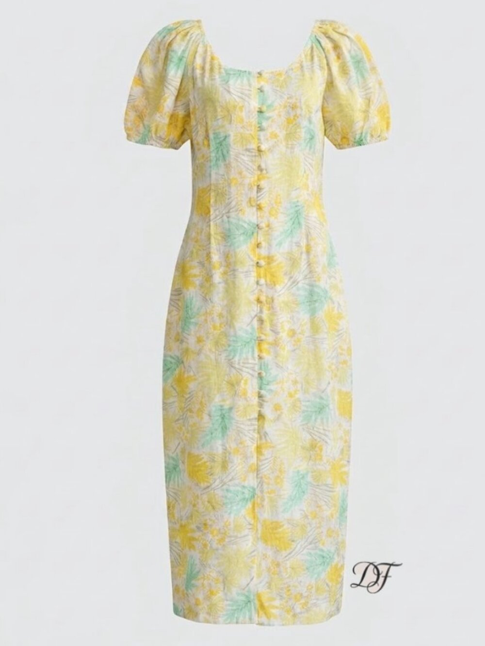 CULT GAIA Charlotte Linen Floral Midi Dress Sz. Large NWT